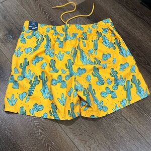 NWT George Yellow Cactus Pattern Swim Shorts yellow and blue